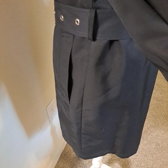 NWT Antonio Melani Hooded Trench Coat Short Black Size S